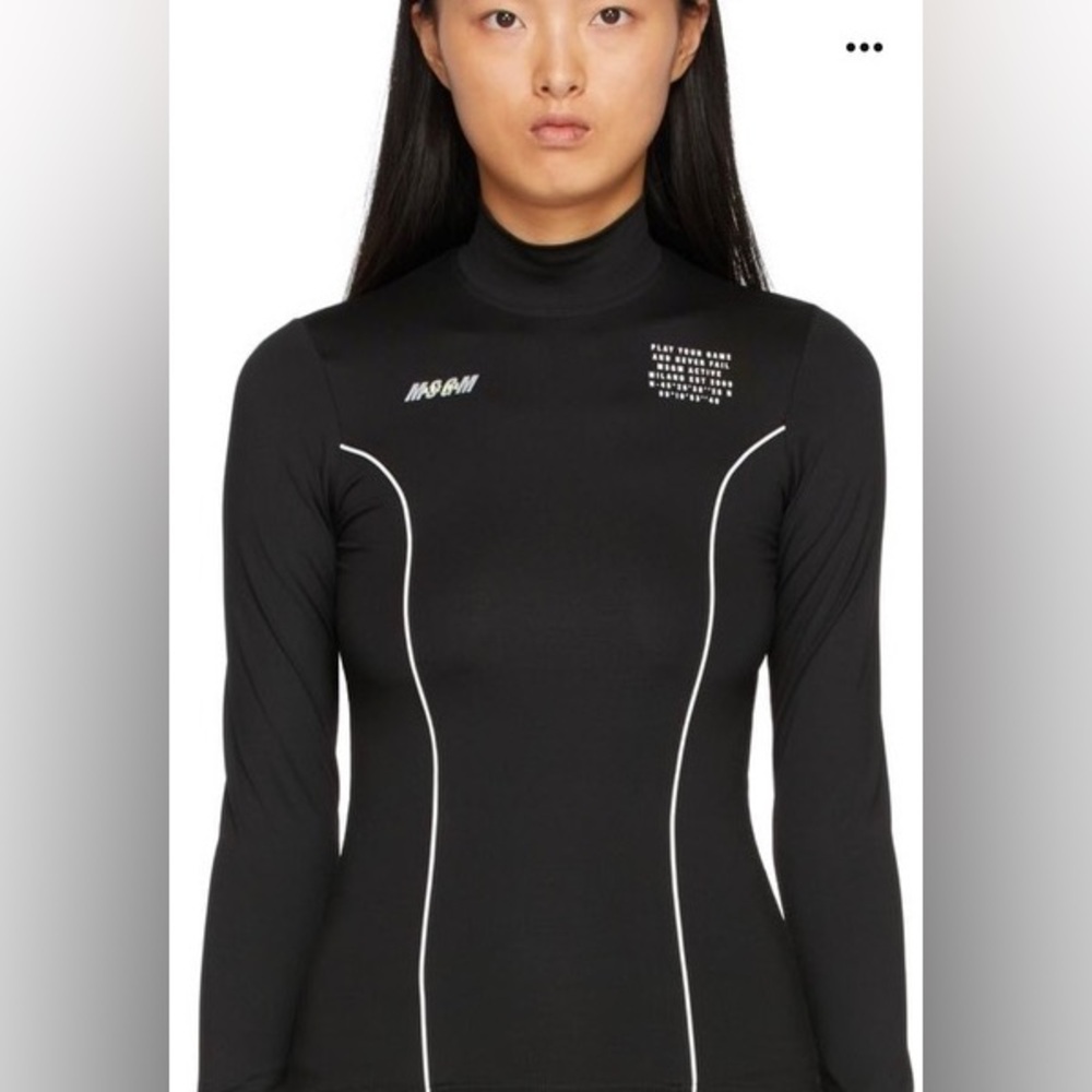 MSGM Black Nylon 'Play Your Game' Sport Top. Size Medium